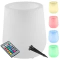 tectake LED Gartenleuchte LED-Blumentopf Luminous Courve Pot mit Fernbedienung, Stylischer LED-Blumentopf mit indirekter Beleuchtung weiß oval | 38,00 cm x 38,00 cm x 44,00 cm