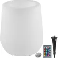tectake® LED-Blumentopf Luminous Courve Pot als Blumentopf mit LED-Beleuchtung, 12 W 38 x 44 cm, inkl. Erdspieß und 3 Standfüße - Weiß