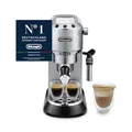 De'Longhi Dedica Style - Perfetto Kompakte Siebträgermaschine Espressomaschine mit Tasten, manuellem Milchaufschäumer für Espresso und Cappuccino, ESE Pad geeignet, 15cm breit, Metall (EC685.M)