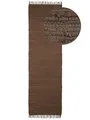 carpetfine Flickenteppich Kelim Chindi Uni Läufer Braun 60x180 cm, handgewebt | Fleckerlteppich aus Baumwolle für Wohnzimmermit Fransen