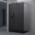 doporro Duschwand für Dusche Duschabtrennung 80x200cm Schwarz Walk-In Dusche 8mm ESG-Sicherheitsglas Vollsatiniert inkl. NANO Bremen01VG