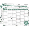 TOBJA Tafelkalender 2025 A4 Eukalyptus - 3x Kalender 2025 mit Ferien & Feiertagen | Jahreskalender, Wandkalender 2025 DIN A4 als Jahresplaner | Blattkalender 12 Monate (3 Stück Papier)