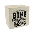 Bike Bank Spardose aus Holz in schwarz zum Thema Motorradkauf und Motorrad Fahren schöne Sparbüchse Geschenk für Sparfüchse die Träume eines Bikers mögen oder Sich ihren eigenen