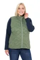 Ulla Popken Damen große Größen Übergrößen Plus Size HYPRAR Funktions-Steppweste, Kontrastfutter, wasserabweisend hellkhaki 46+ 840047430-46+