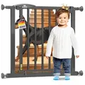 KIDIZ Türschutzgitter, auch als Schutzgitter für Treppen, Auto Close, Kinder Treppengitter grau 87 cm x 75 cm x 3 cm