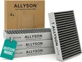 Allyson Aktivkohlefilter Passgenau für 9001421821 9001563858 (192 x 75 x 35 mm), Zubehör für Bosch HEZ9VRUD0 / Siemens HZ9VRCR0 / Neff Z821VR0 / Gaggenau CA282111 / Constructa CA282111 / Ersatz für 17004796, Stoppt Gerüche, H12 Filtereffizienz, 4er Set, werkzeugloser Tausch