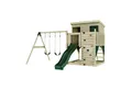 OutdoorToys Spielturm Nils, aus Holz in Dunkelgrün mit Kinderschaukel & Rutsche, Kletterwand