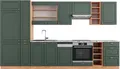 Küchenzeile Vicco Fame-Line Grün-Gold Landhaus/Goldkraft Eiche 355 cm , AP Marmor, Model 49319