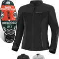 SHIMA OpenAir Motorrad Jacke Damen mit Protektoren AirForce Rückenprotektor Motorradjacke Sommer Mesh Belüftet Textiljacke Schutzjacken Protektorenjacke Luftige (Frauen, Schwarz, L)