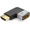 deleyCON HDMI Adapter Kupplung Verbinder 8K@60Hz / 4K@120Hz UHD 7680x4320 Aluminium HDMI 2.1 ARC HDR10+ Dolby Vision VRR ALLM 48Gbps Rechts Gewinkelt Grau Schwarz