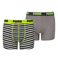 Puma Unisex Kinder Boys Everyday Striped Boxers Unterwäsche, Fluo Yellow/Grey, 164 EU