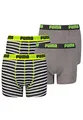 PUMA 4er Pack Basic Boxer Printed Stripes Boxershorts Jungen Kinder Unterhose, Farbe:Fluo Yellow / Grey, Bekleidung:164
