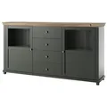 Buffet 180cm Mit Integrierten Leds, Kollektion Assia. Farbe Grün Und Eiche. 2 Türen Und 4 Schubladen.