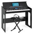 FunKey DP-61 III Keyboard im Digitalpiano-Design - 61 Keyboard Tasten - 300 verschiedene Sounds - 300 Rhythmen - 80 Demo Songs - Begleitautomatik - Set inkl. Keyboardbank und Kopfhörer - Schwarz