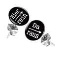 Taffstyle Paar Ohrstecker Lustige Ohrringe Platte Stecker mit Spruch Hier rein, Da raus Silber (Schwarz), Geschenke für Frauen Freundin zum Geburtstag Weihnachten Valentinstag, Schwarz