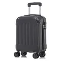 Koffer Trolley Reisekoffer Suitcase, Rollkoffer Handgepäck ,mit 4 Rollen360°, Hartschalenreisekoffer, Zahlenschloss, Weicher Gummigriff(L,Schwarz)
