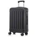 YONSLY Hartschalen-Trolley Hartschalen-Koffer Trolley 360° Rollen, robuster Reisekoffer, 4 Rollen, mit Zahlenschloss, für Business und Urlaub 46/55/66/76 cm schwarz 66 cm
