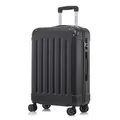 YONSLY Koffer Suitcase L Schwarz, Trolley Reisekoffer, Rollkoffer Handgepäck mit 4 Rollen 360°, Hartschalenreisekoffer, Zahlenschloss, Weicher Gummigriff