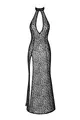 Noir Handmade F288 Langes Flockkleid im Leoparden-Look mit Schlitz M