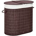 Homcom Wäschekorb, Braun, Naturmaterialien, 37x60.5x62.5 cm, Ordnen & Aufbewahren, Wäschekörbe & Tonnen