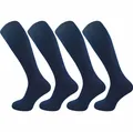 GAWILO Kniestrümpfe für Herren aus Baumwolle - extra weich & ohne drückende Naht (4 Paar) Lange Socken mit speziellem Komfortbund, der nicht einschneidet, blau
