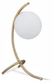 Relaxdays Tischlampe Kugel, geschwungen, Metall & Glas, E27, Lampe Schlafzimmer, Wohnzimmer, Nachttischlampe, gold/weiß