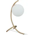Tischlampe Kugel, Geschwungen, Metall & Glas, E27, Lampe Schlafzimmer, Wohnzimmer, Nachttischlampe, Gold/weiß - Relaxdays