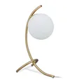 Relaxdays Tischlampe Kugel, geschwungen, Metall & Glas, E27, Lampe Schlafzimmer, Wohnzimmer, Nachttischlampe, gold/weiß, 10034190, 40 x 15 x 22.5 cm