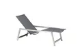 CASA DOMA Gartenliege Mineo move Sonnenliege, Outdoorliege, mit Gasdruckfeder, 2 Rollen, stufenlos verstellbare Liege, Edelstahl gebürstet, Teak-Armlehnen, Sunproof® Gewebe