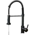 Bernd | Gastronomie Schwarz matt  Armatur mit Feder | Edelstahl Wasserhahn Küche schwenkbar | Mischbatterie 360 Grad drehbar |Niederdruck 3 Anschlüsse