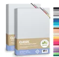 leevitex® Classic Jersey Spannbettlaken 180x200 – 200x220 cm | 150 GSM Baumwolle | Öko-Tex Zertifiziert | für Standard-, Boxspring- und Wasserbetten | 40 cm Steghöhe | 2er Pack | Weiß