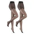 Hudson Damen Strumpfhosen Lilly Lafina 15 2-Pack transparent matt 15 DEN Black 0005 42-44