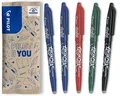 PILOT FriXion Ball 0.7 Set – 5 Stück: 2x Blau, 1x Schwarz/Rot/Grün – Radierbare Tintenroller 0,4 mm Strichstärke, angenehme Schreibführung beim Schreiben, thermosensitive Tinte, austauschbare Mine