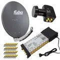 PremiumX Satelliten-Komplettanlage Fuba DAA 780 A Satellitenschüssel Alu Anthrazit 5/16 Multiswitch LNB F-Stecker, 1 SAT 16 Teilnehmer