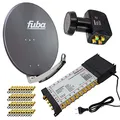 PremiumX Satelliten-Komplettanlage Fuba DAA 780 A Satellitenschüssel Alu Anthrazit 5/16 Multiswitch LNB F-Stecker, 1 SAT 16 Teilnehmer