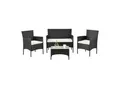 Juskys Polyrattan Gartenmöbel-Set Fort Myers schwarz mit Tisch, Sofa, 2 Stühle & Auflagen