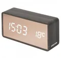 Karlsson Uhr Wecker Copper Mirror LED Black Wood Veneer