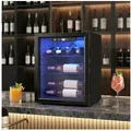 HOMCOM Weinkühlschrank mit 4-16°C, Glastür, LED-Beleuchtung, LED Display, für 16 Standardflaschen á 0,75l,48 Liter Getränkekühlschrank Klein schwarz 41,5 cm x 57.5 cm x 43 cm