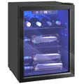 HOMCOM Weinkühlschrank 16 Flaschen 48 Liter Getränkekühlschrank Klein, Weinschrank Flaschenkühlschrank mit 4-16°C, Doppelglastür, LED-Beleuchtung, LED Display, Wine Fridge, Schwarz