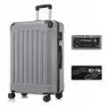 YONSLY Hartschalen-Trolley Premium Hartschalen-Reisekoffer Trolley Kabinenkoffer, 4 Rollen, TSA-Schloss, YKK-Reißverschluss, austauschbare Rollen & Griffe grau 76 cm