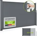 Juskys Seitenmarkise Dubai 300 x 180 cm ausziehbar blickdicht, Sichtschutz für Balkon & Terrasse, Seitenrollo Wandhalterung - anthrazit