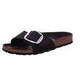 Birkenstock Damen Madrid Big Buckle Pantoletten, Black Oiled Nubuk, 41 EU