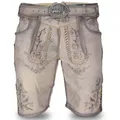 Steigenhöfer Manufaktur Trachtenlederhose FRANZ Vintage Trachtenhose mit Gürtel Nubukleder - Ideal für Dein Oktoberfest Herren Outfit grau 60
