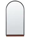 Deko-Wandspiegel silber halbrund 40x67 cm mit Rahmen schwarz Ablage kupfer Domme