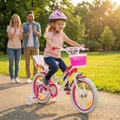 Actionbikes Kinderfahrrad Unicorn 16 Zoll - Kinder Fahrrad für Mädchen - Ab 4-7 Jahren - V-Brake Bremse - Kettenschutz - Luftbereifung - Fahrräder - Laufrad - Kinderrad (16 Zoll)