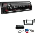 Kenwood KMM-BT209 1-DIN Autoradio Bluetooth USB AUX-In Short Body mit Einbauset für Audi A3 2003-2012 2003-2012