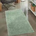 carpet city Shaggy Hochflor Teppich - 80x150 cm - Grün - Langflor Wohnzimmerteppich - Einfarbig Uni Modern - Flauschig-Weiche Teppiche Schlafzimmer Deko