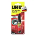UHU Sekundenkleber extra stark | 3g Kleber Pipette für präzises Kleben | Sekundenkleber flüssig für Kunststoff, Metall, Holz, Keramik, Porzellankleber | Superkleber & Kunststoffkleber