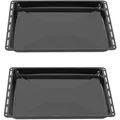ICQN Backblech 455 x 375 x 30 mm Set, 2er Emaillierte Fettpfanne für Backofen und Herd, Passend für Bosch, Siemens, Neff, Constructa, Flavel, Kra...