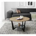 Couchtisch Cadiz rund | Ø70 | Eiche massiv / grau - Grau/Schwarz